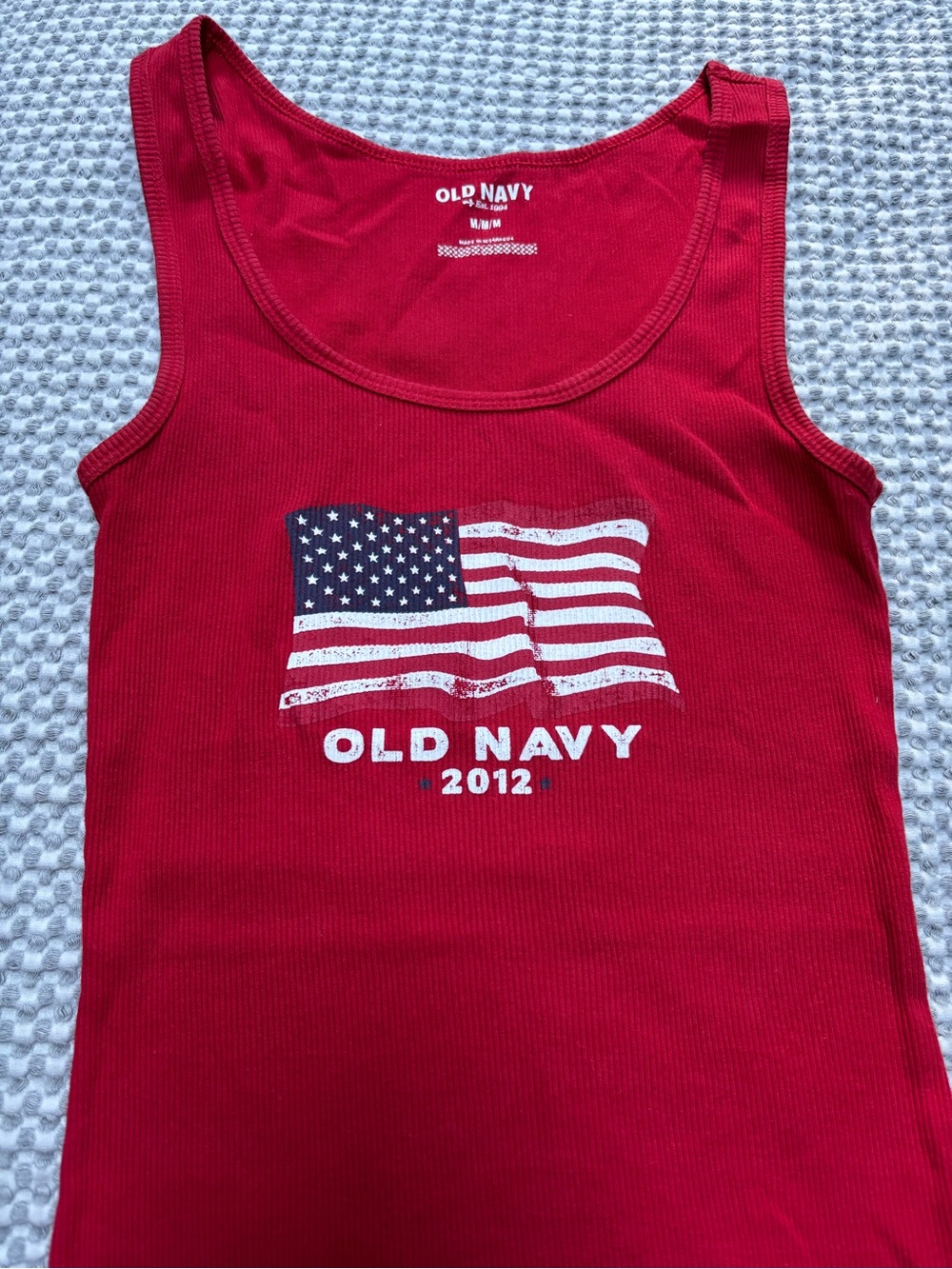Old Navy 2012 American Flag Distressed Tank Top Medium